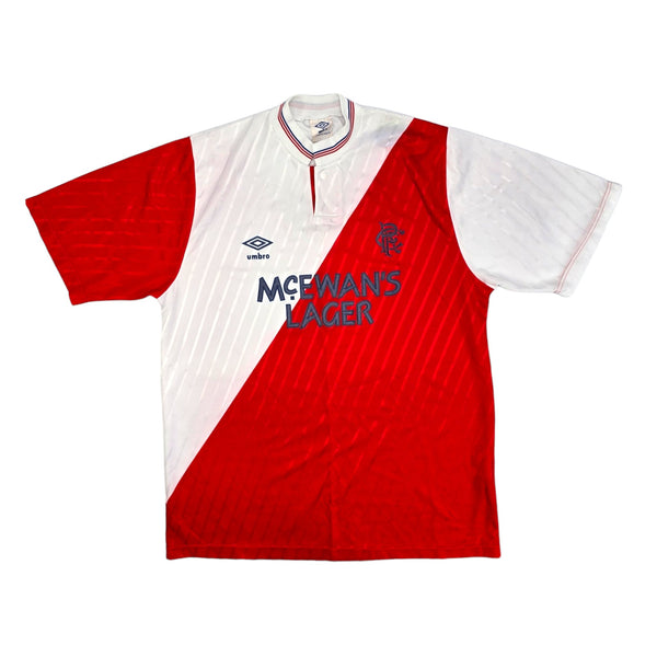 レンジャーズFC 1987-88 アウェイ UMBRO ユニフォーム L 白赤 1988 90 Glasgow Rangers Away Football Shirt XL Umbro – Football Finery
