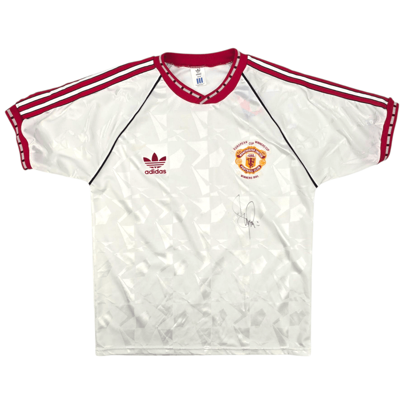 1990/91 Manchester United European Cup Winners Football Shirt (L) Adidas (Signed: Denis Irwin) - Football Finery - FF300413