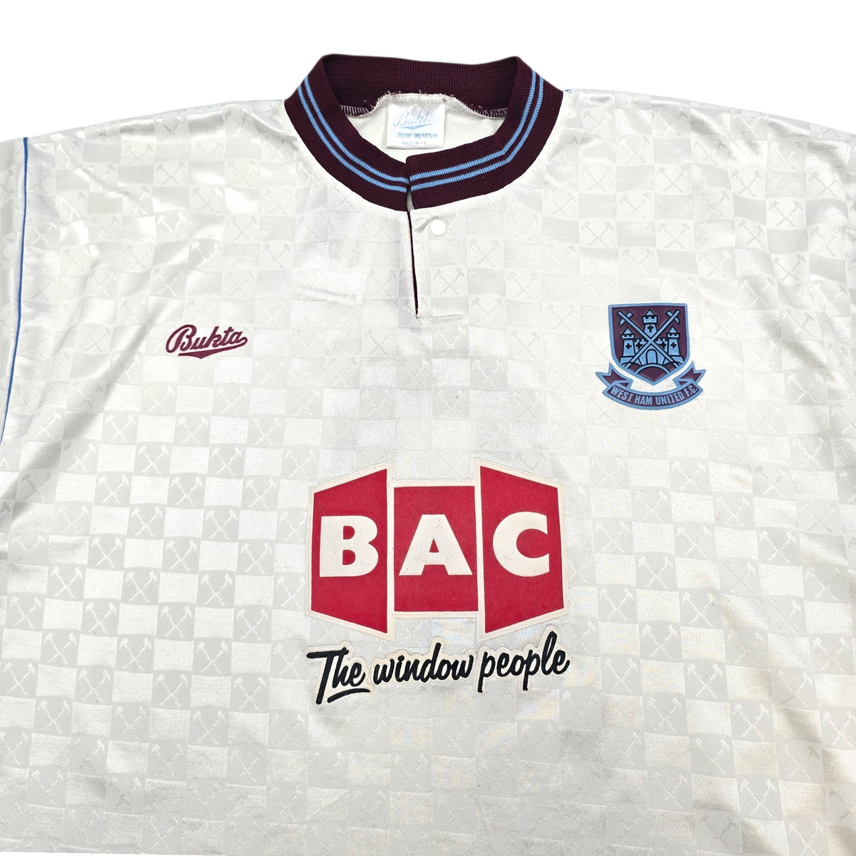 1990/91 West Ham United Away Football Shirt (M) Bukta - Football Finery - FF305606