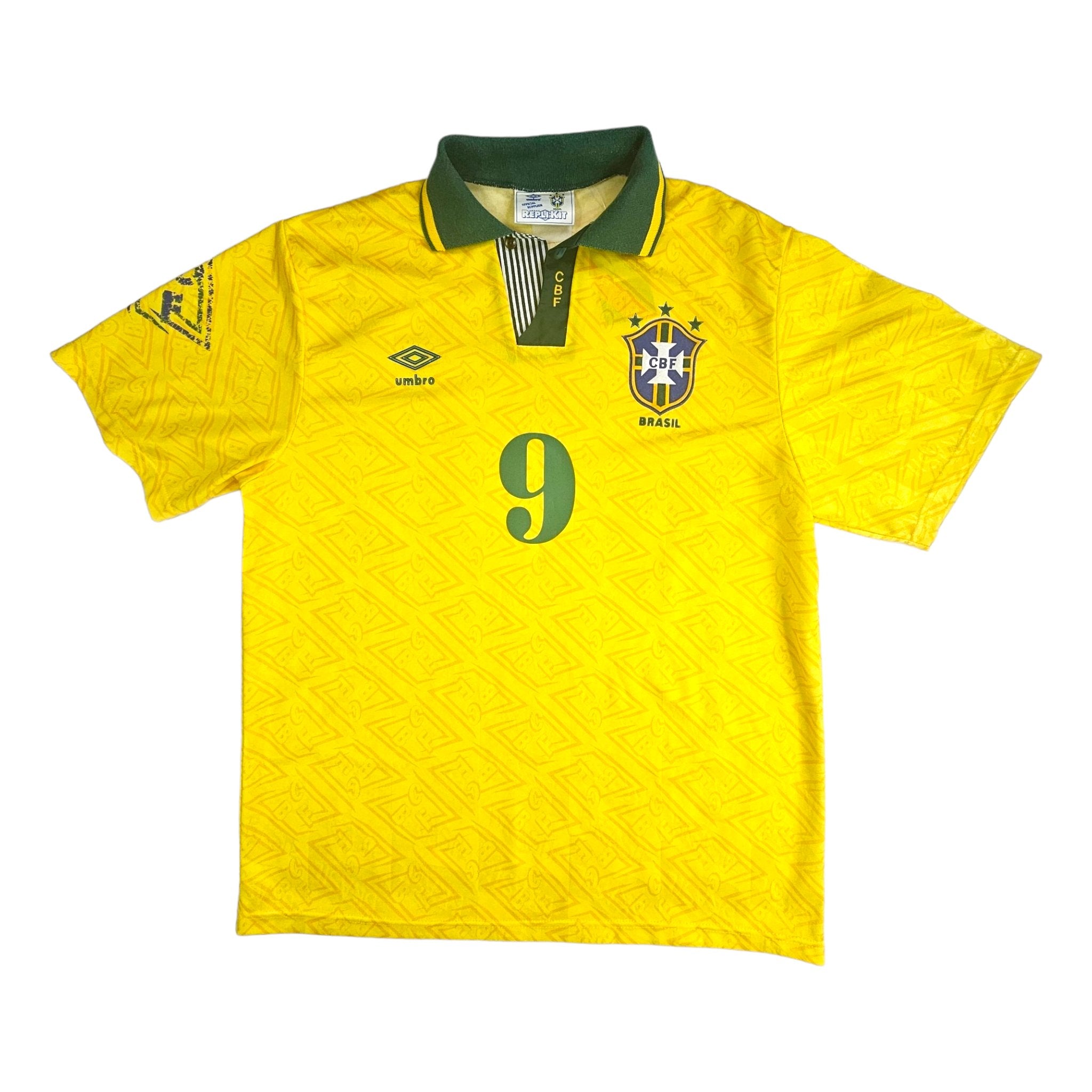 1991 93 Brazil Home Football Shirt L Umbro 9 Careca – Football Finery