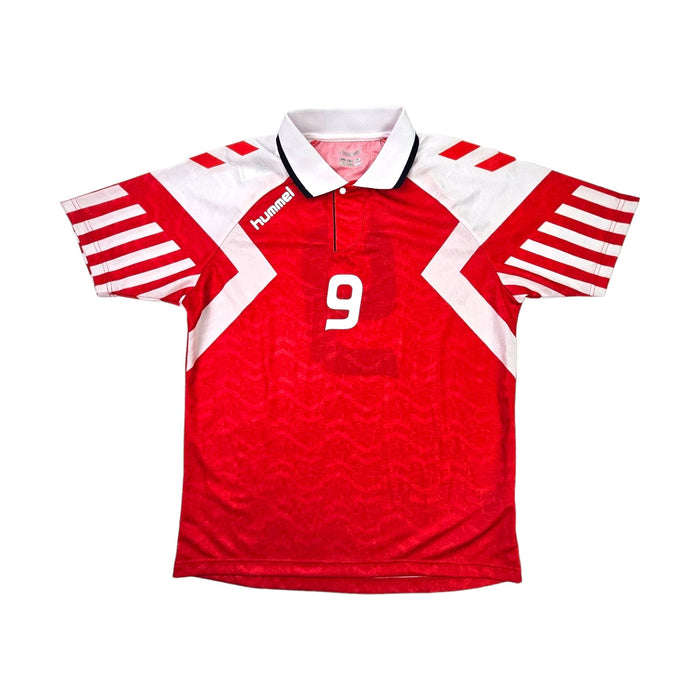 1992/93 Denmark Home Football Shirt (M) Hummel #9 (Povlsen) Official Re - Issue - Football Finery - FF203377