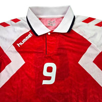 1992/93 Denmark Home Football Shirt (M) Hummel #9 (Povlsen) Official Re - Issue - Football Finery - FF203377
