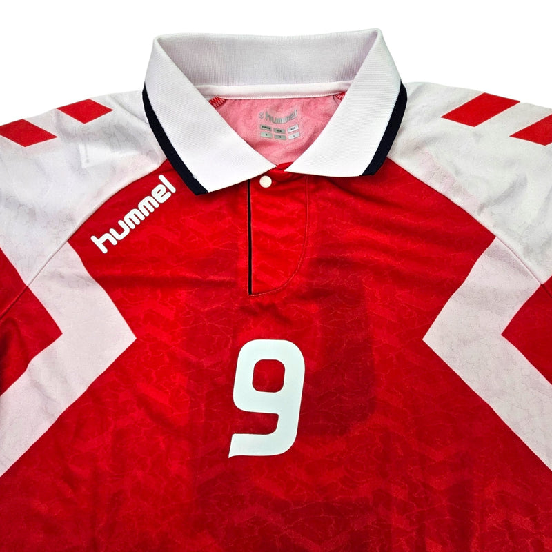 1992/93 Denmark Home Football Shirt (M) Hummel #9 (Povlsen) Official Re - Issue - Football Finery - FF203377