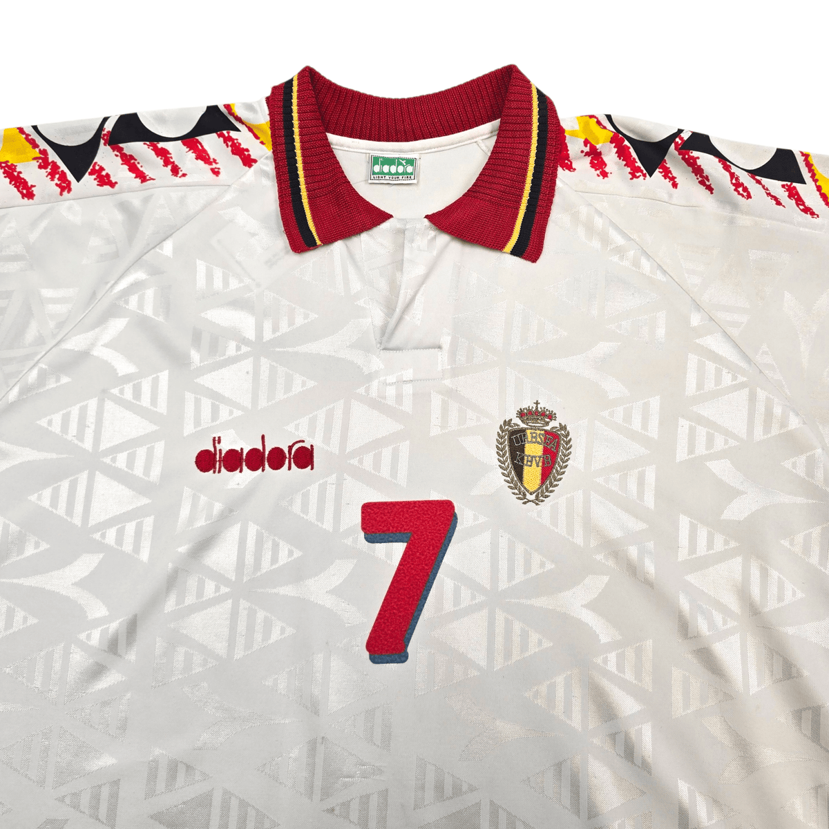 1992/94 Belgium Away Football Shirt (L) Diadora 7 Van Der Elst - Football Finery - FF303994