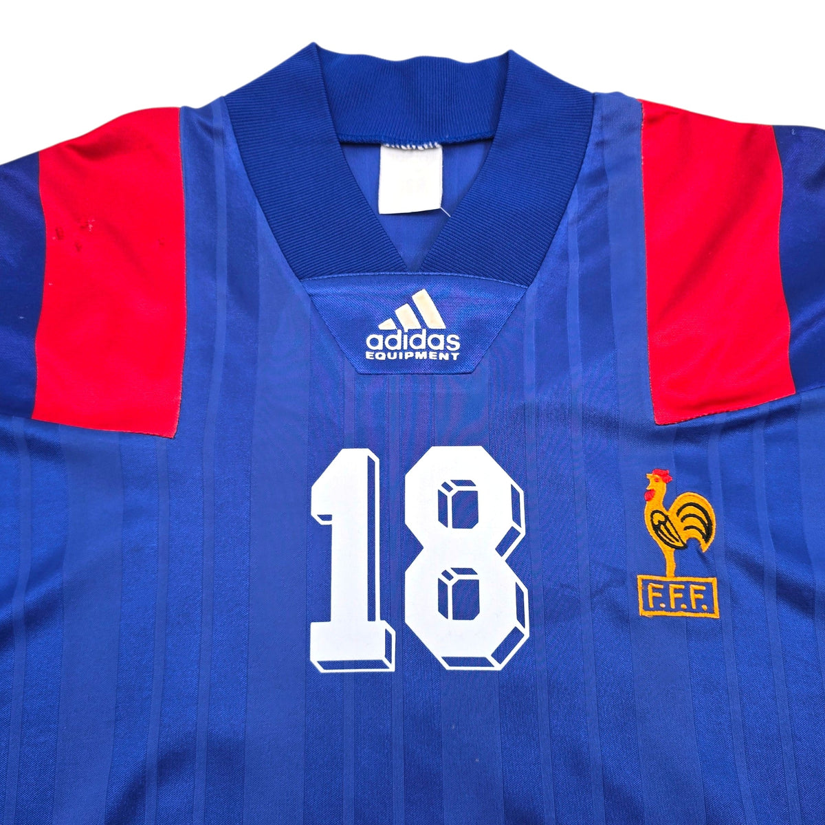 1992/94 France Home Football Shirt (M) Adidas 18 Cantona - Football Finery - FF305761