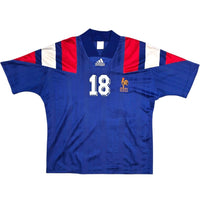 1992/94 France Home Football Shirt (M) Adidas 18 Cantona - Football Finery - FF305761
