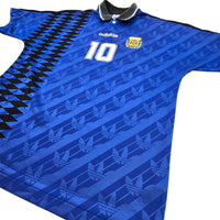 1994/95 Argentina Away Football Shirt (M) Adidas #10 Maradona (Re - badged Template) - Football Finery - FF203420