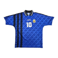 1994/95 Argentina Away Football Shirt (M) Adidas #10 Maradona (Re - badged Template) - Football Finery - FF203420