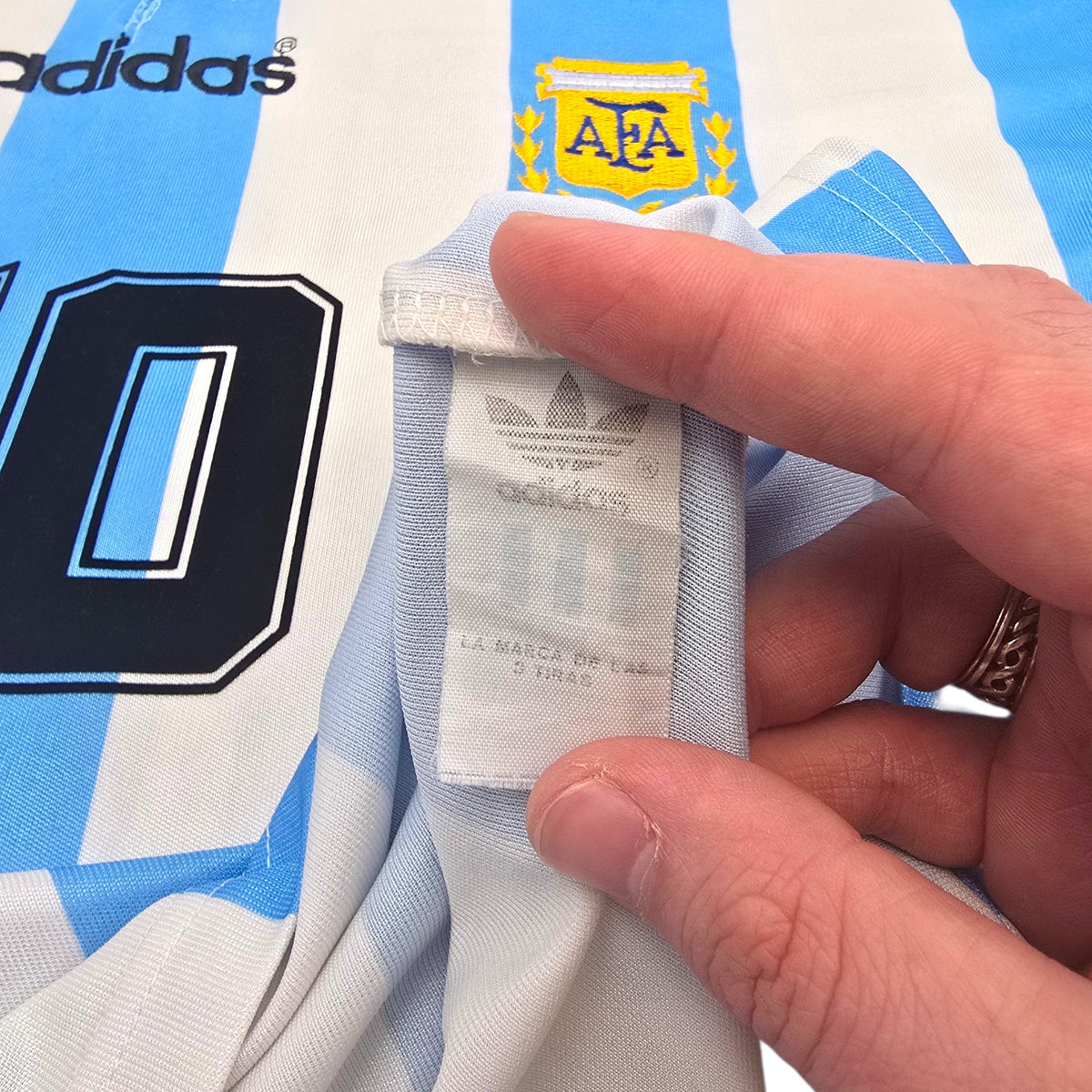 1994/95 Argentina Home Football Shirt (L) Adidas 10 Maradona - Football Finery - FF305768