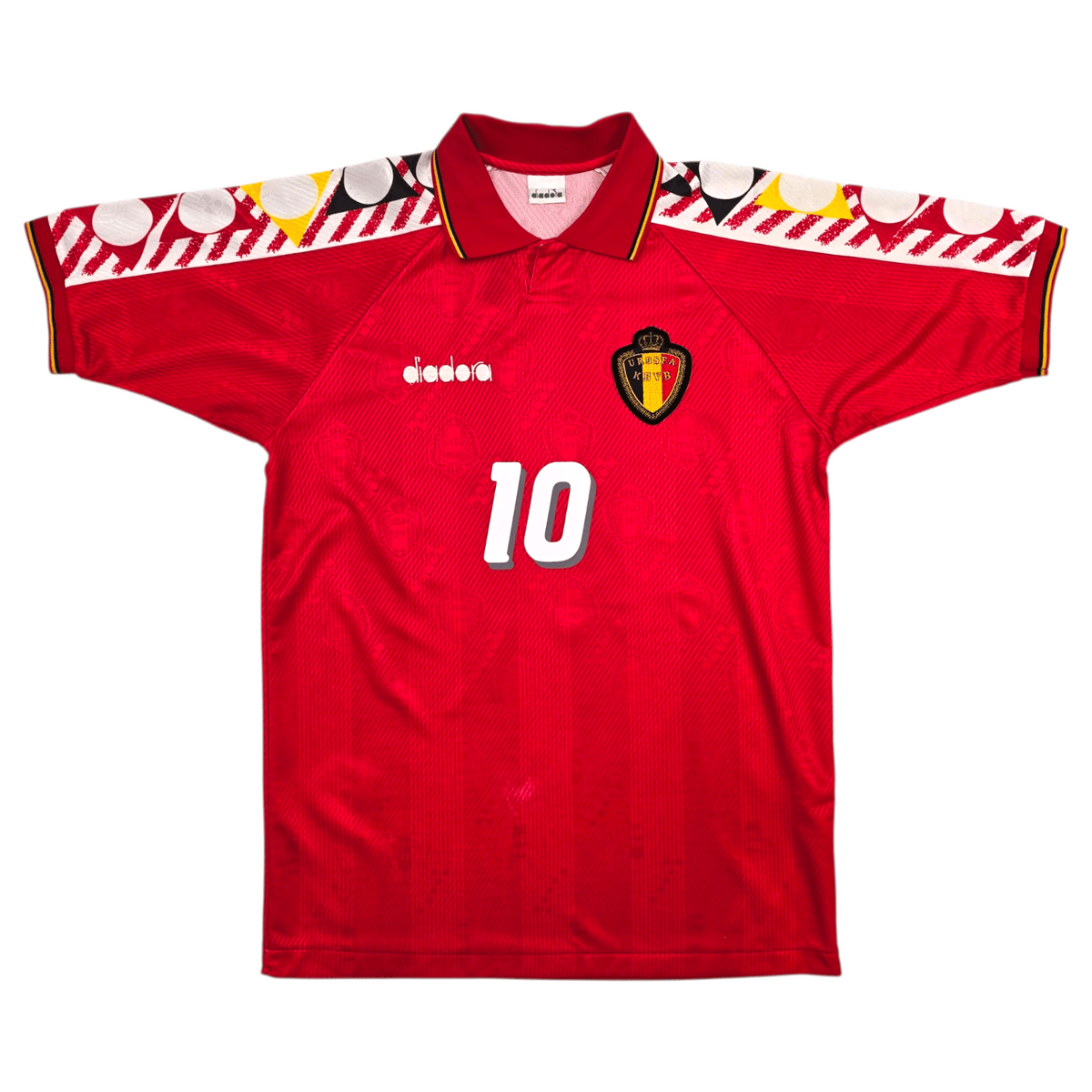 1994/95 Belgium Home Football Shirt (L) Diadora 10 Scifo (Upgraded Template) - Football Finery - FF303933
