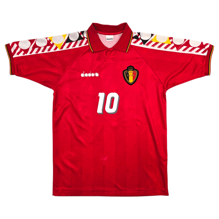1994/95 Belgium Home Football Shirt (L) Diadora 10 Scifo (Upgraded Template) - Football Finery - FF303933