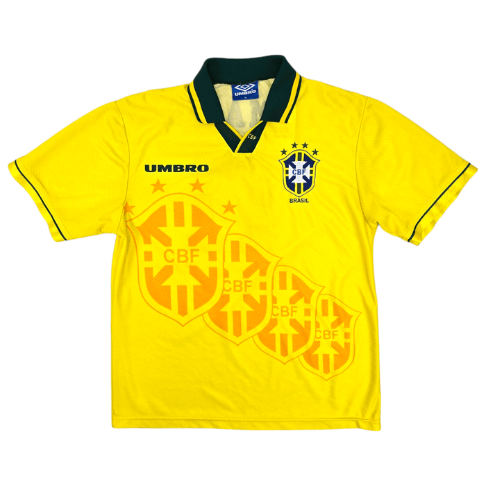 1994/96 Brazil Home Football Shirt (M) Umbro #11 Romario - Football Finery - FF300225