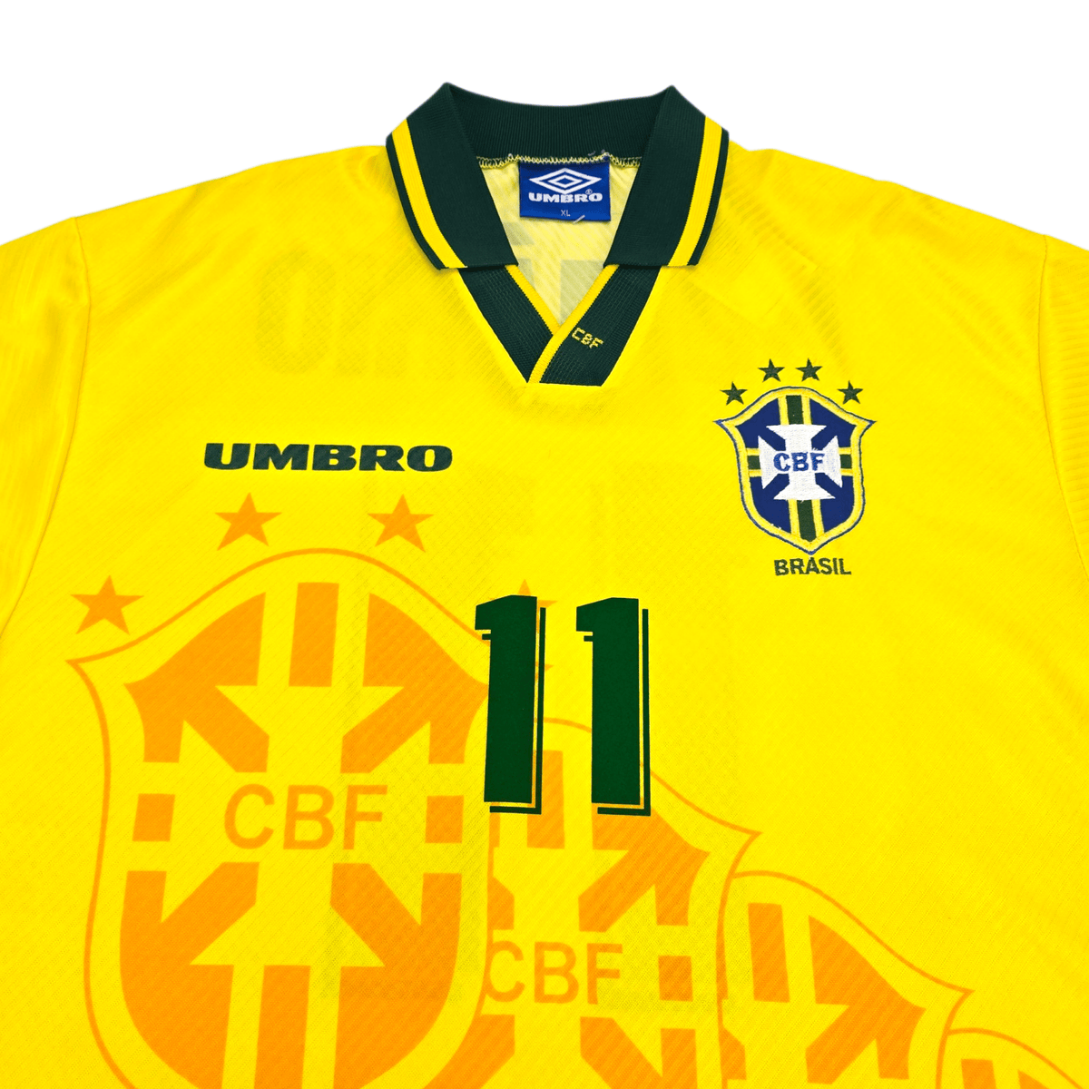 1994/96 Brazil Home Football Shirt (XL) Umbro 11 Romario - Football Finery - FF302935