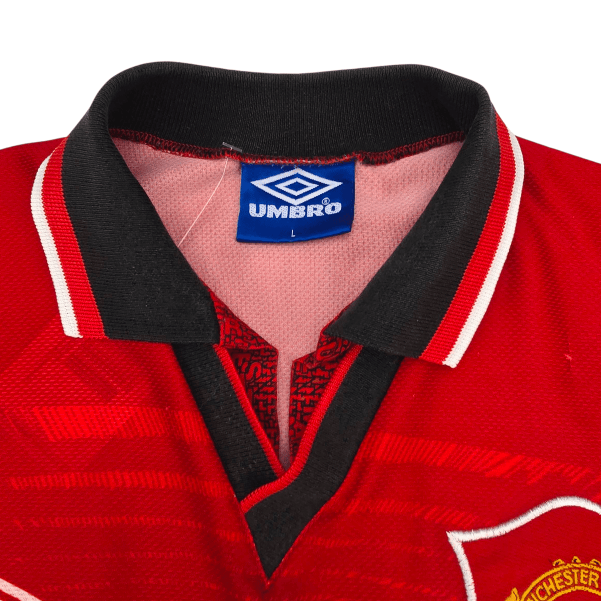 1994/96 Manchester United Home Football Shirt (L) Umbro 24 Beckham - Football Finery - FF301636