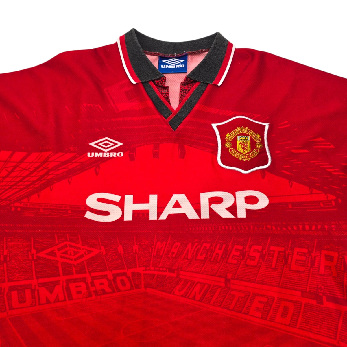 1994/96 Manchester United Home Football Shirt (L) Umbro 24 Beckham - Football Finery - FF305045