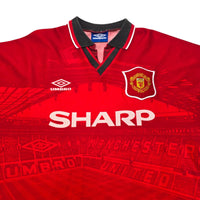 1994/96 Manchester United Home Football Shirt (L) Umbro 24 Beckham - Football Finery - FF305045