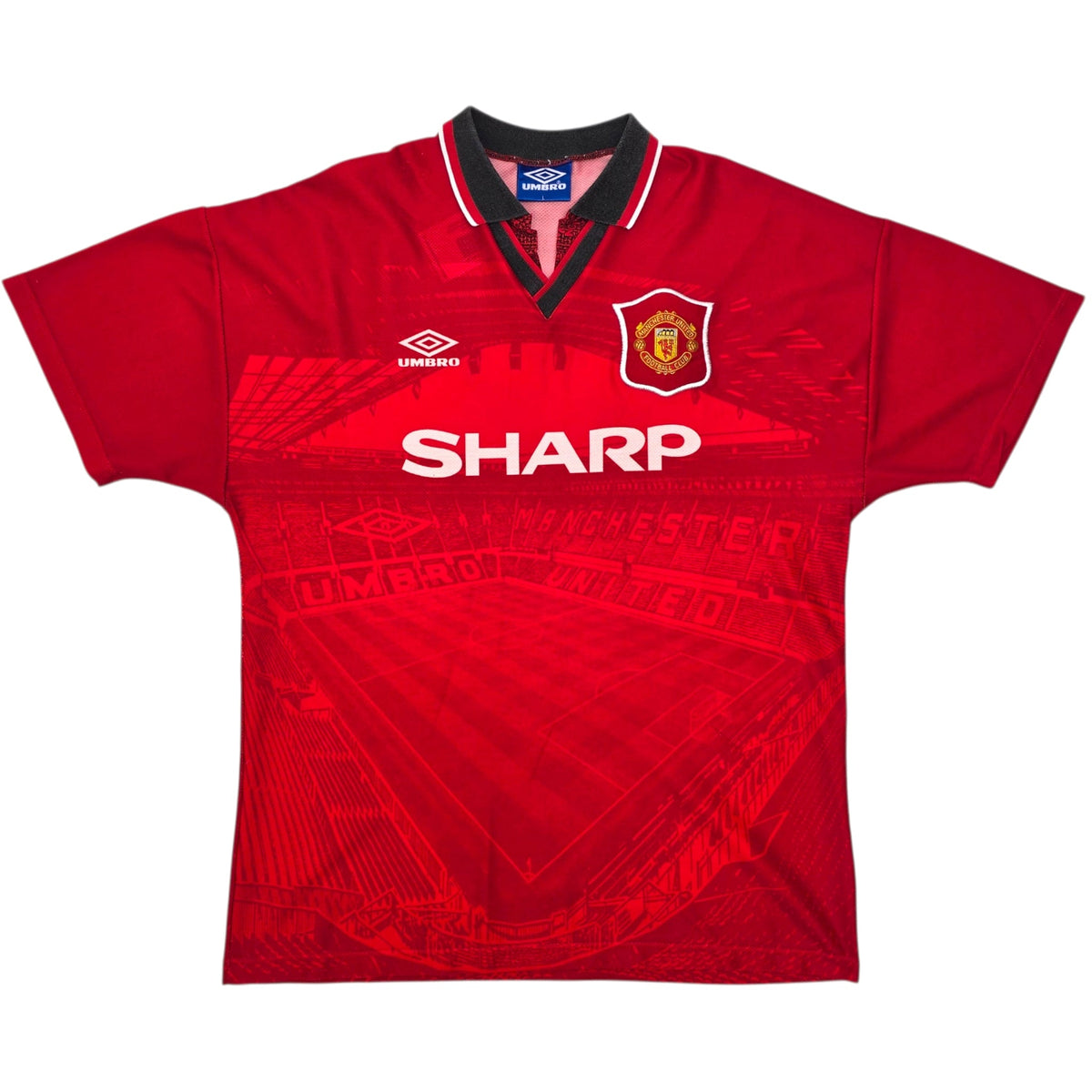 1994/96 Manchester United Home Football Shirt (L) Umbro 24 Beckham - Football Finery - FF305045