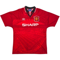 1994/96 Manchester United Home Football Shirt (L) Umbro 24 Beckham - Football Finery - FF305045