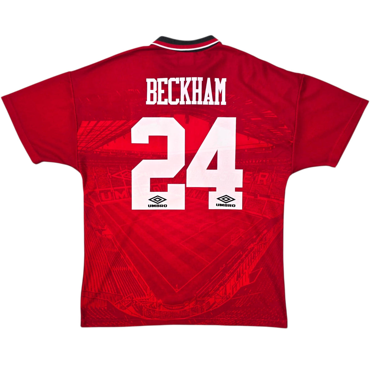 1994/96 Manchester United Home Football Shirt (L) Umbro 24 Beckham - Football Finery - FF305045