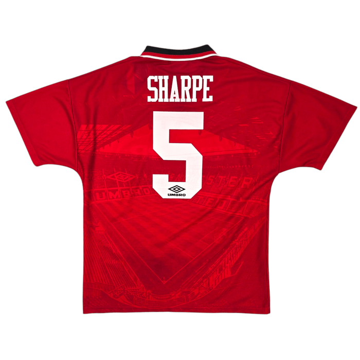 1994/96 Manchester United Home Football Shirt (L) Umbro #5 Sharpe - Football Finery - FF204615