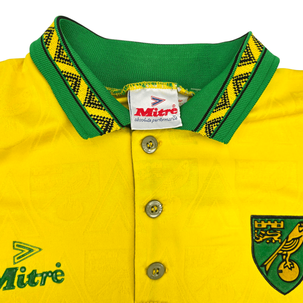 1994/96 Norwich City Home Football Shirt (L) Mitre - Football Finery - FF302101