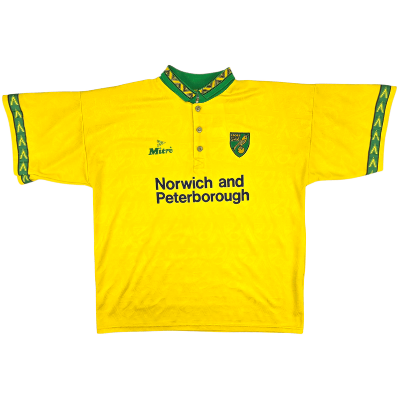 1994/96 Norwich City Home Football Shirt (L) Mitre - Football Finery - FF302101