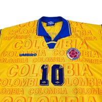 1995/96 Colombia Home Football Shirt (XL) Umbro 10 Valderrama - Football Finery - FF300685