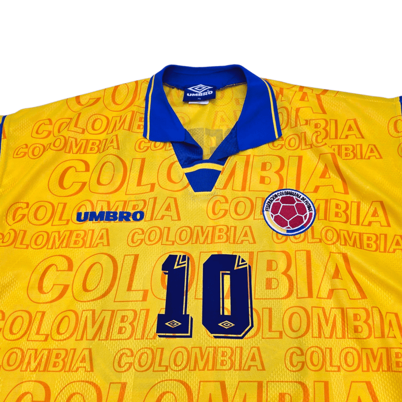 1995/96 Colombia Home Football Shirt (XL) Umbro 10 Valderrama - Football Finery - FF300685