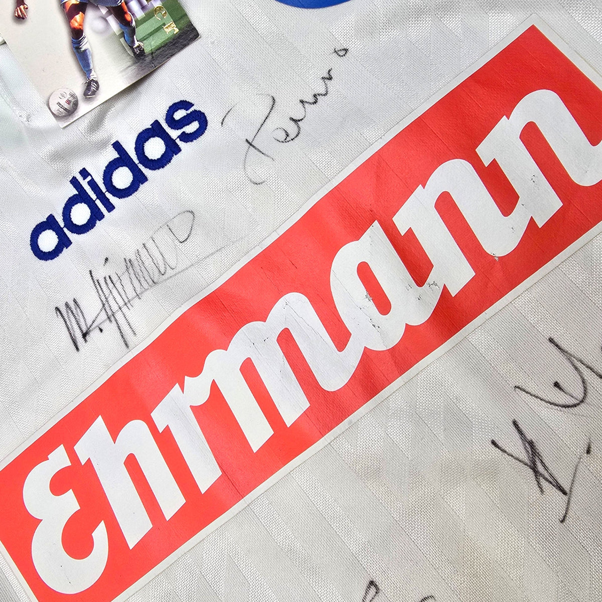 1995/96 Karlsruher SC (UEFA Intertoto Cup) Home Football Shirt (XL) Adidas (Match Issue | Squad Signed) - Football Finery - FF305909