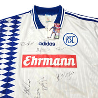 1995/96 Karlsruher SC (UEFA Intertoto Cup) Home Football Shirt (XL) Adidas (Match Issue | Squad Signed) - Football Finery - FF305909