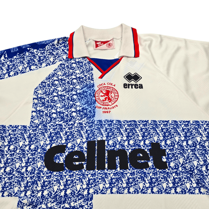 1996/97 Middlesbrough Away Football Shirt (XL) Errea (Coca Cola Cup 1997) - Football Finery - FF303158