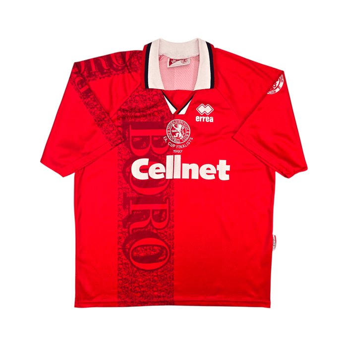 1996/97 Middlesbrough Home Football Shirt (XL) Errea 10 Juninho (FA Cup Finalists 1997) - Football Finery - FF302059
