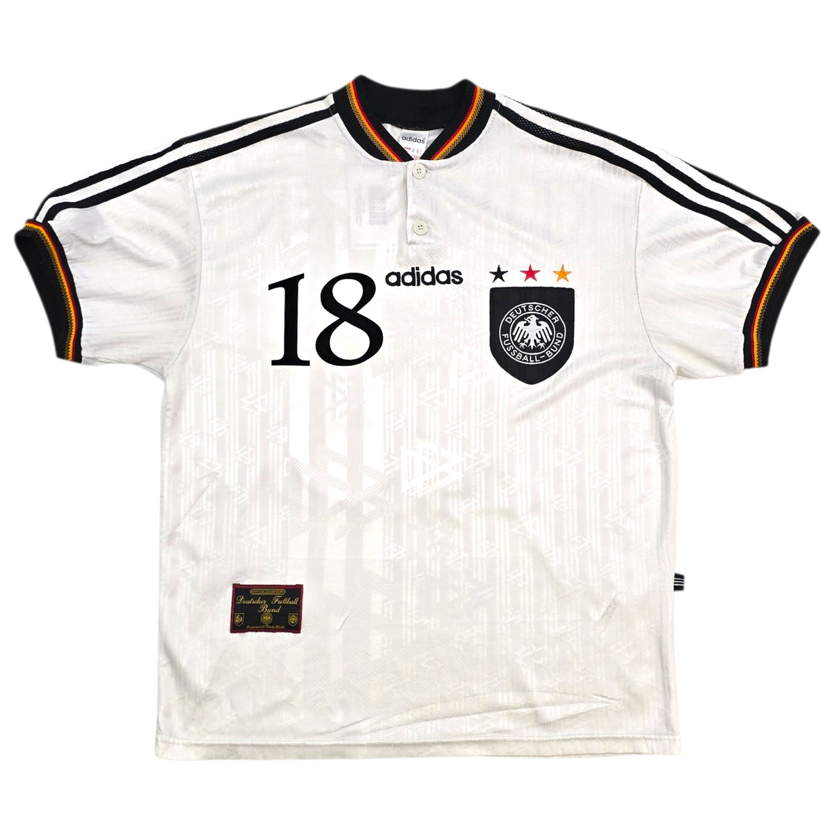 1996/98 Germany Home Football Shirt (L) Adidas 18 Klinsmann - Football Finery - FF305296