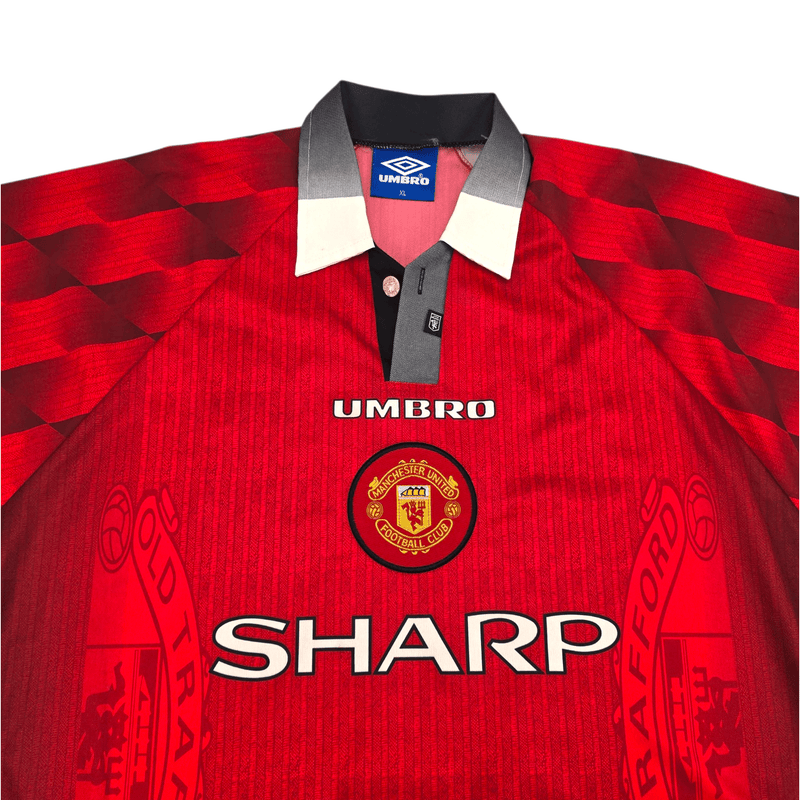 1996/98 Manchester United Home Football Shirt (XL) Umbro 7 Cantona - Football Finery - FF302616