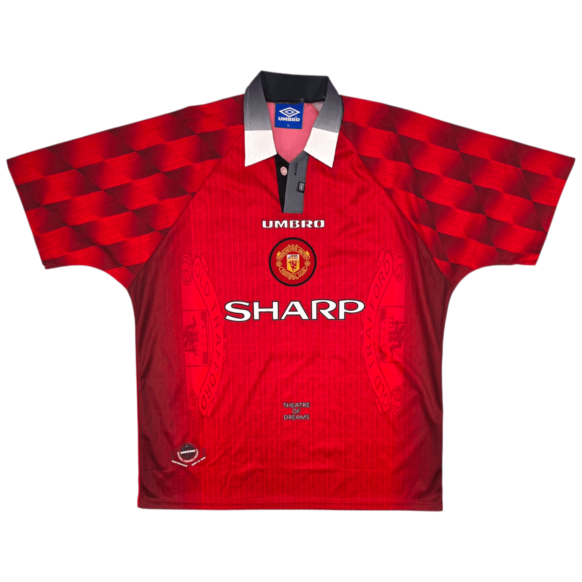 1996/98 Manchester United Home Football Shirt (XL) Umbro 7 Cantona - Football Finery - FF302616