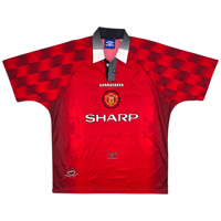 1996/98 Manchester United Home Football Shirt (XL) Umbro 7 Cantona - Football Finery - FF302616