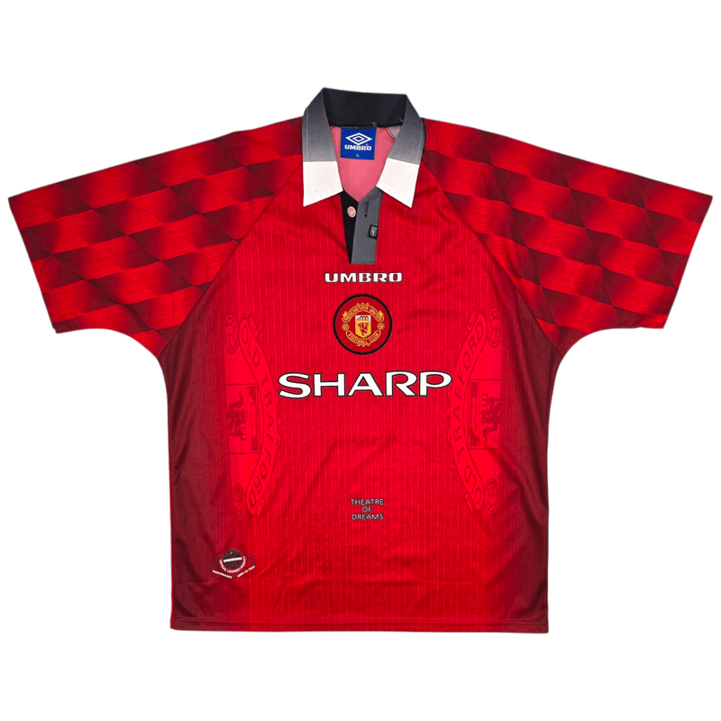 1996/98 Manchester United Home Football Shirt (XL) Umbro 7 Cantona - Football Finery - FF302616