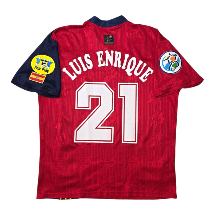 1996/98 Spain Home Football Shirt (L) Adidas #21 Luis Enrique - Football Finery - FF307652