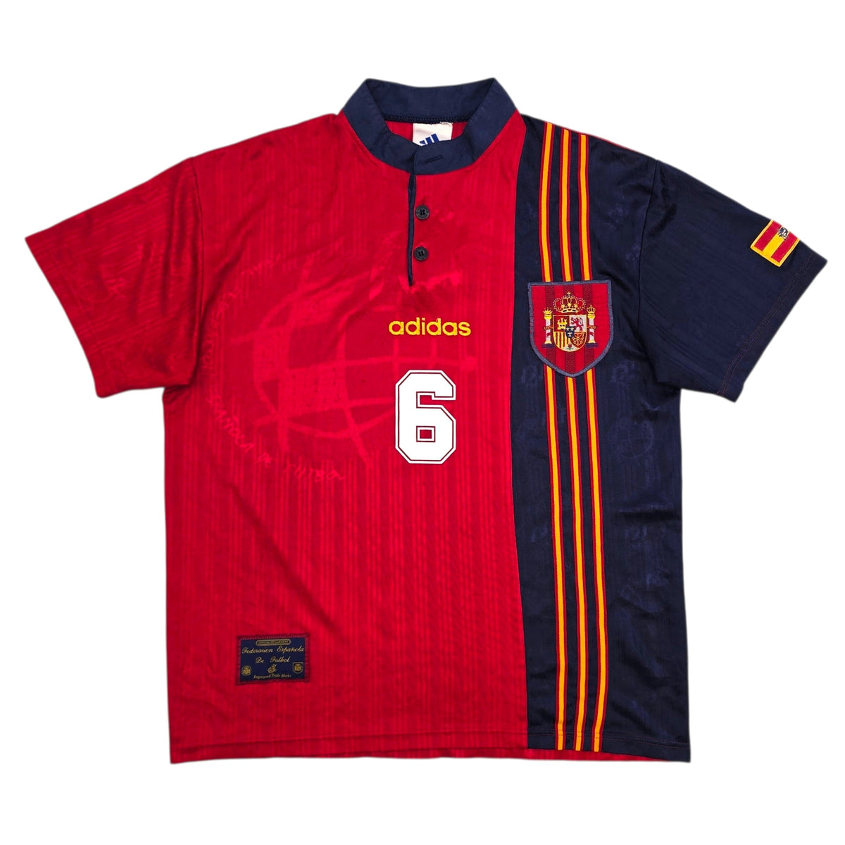 1996/98 Spain Home Football Shirt (M) Adidas 6 Hierro - Football Finery - FF305755