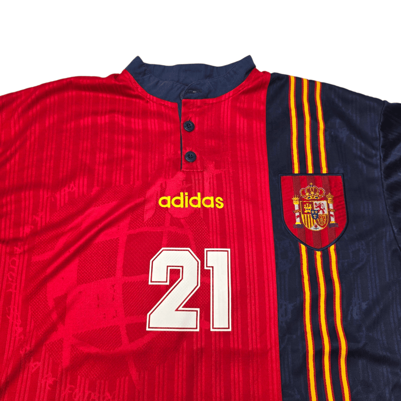 1996/98 Spain Home Football Shirt (XL) Adidas 21 Luis Enrique - Football Finery - FF302883