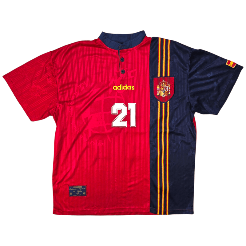 1996/98 Spain Home Football Shirt (XL) Adidas 21 Luis Enrique - Football Finery - FF302883
