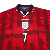 1997/99 England Away Football Shirt (2XL) Umbro 7 Beckham - Football Finery - FF304031