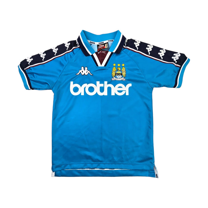 1997/99 Manchester City Home Football Shirt (Y) Kappa - Football Finery - FF203281