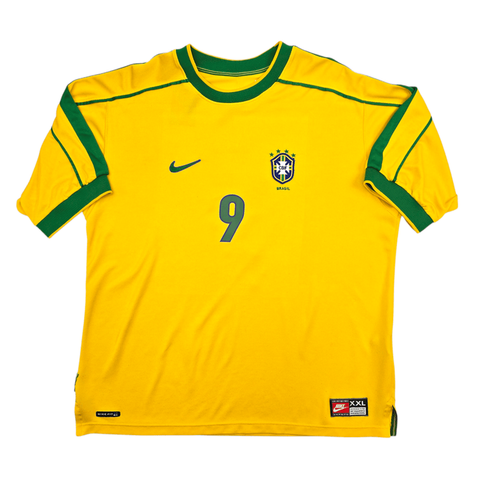1998/00 Brazil Home Football Shirt (2XL) Nike 9 Ronaldo - Football Finery - FF303094
