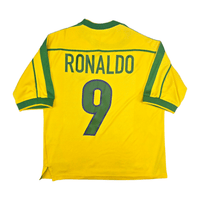 1998/00 Brazil Home Football Shirt (S) Nike 9 Ronaldo - Football Finery - FF301511