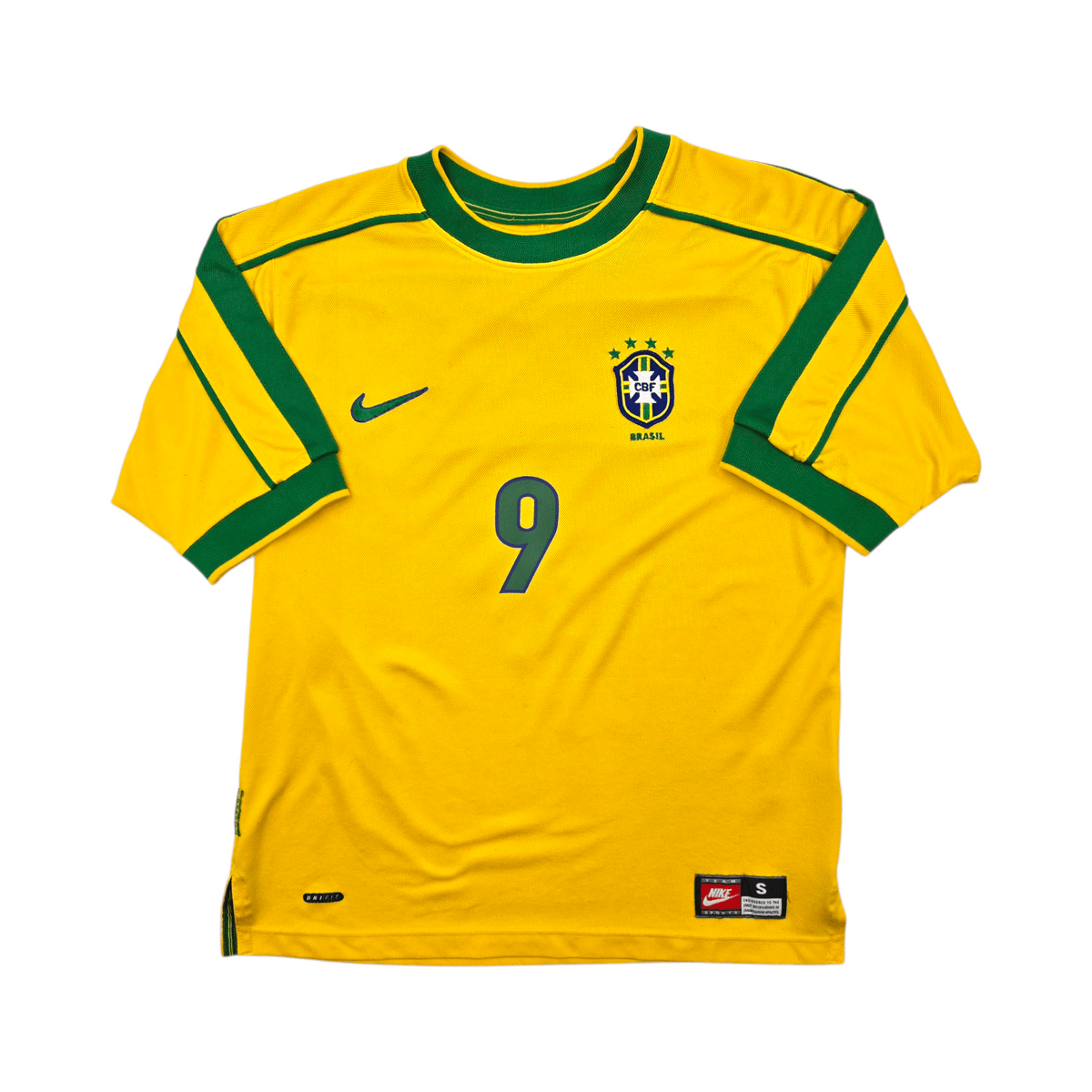1998/00 Brazil Home Football Shirt (S) Nike 9 Ronaldo - Football Finery - FF303413