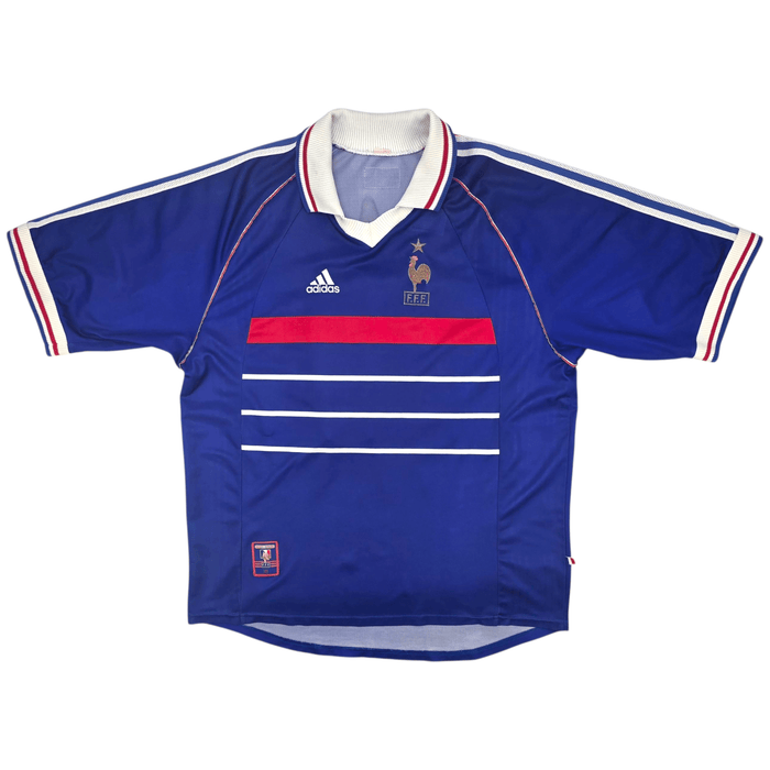 1998/00 France Home Football Shirt (XL) Adidas 10 Zidane - Football Finery - FF301899