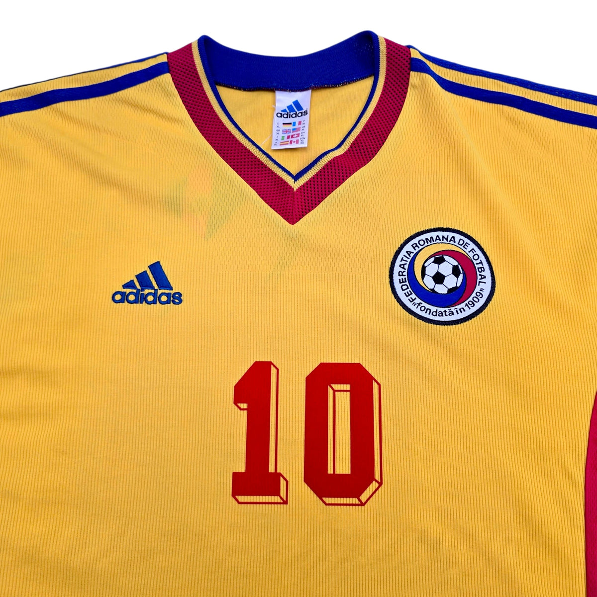 1998/00 Romania Home Football Shirt (XL) Adidas 10 Hagi - Football Finery - FF306012