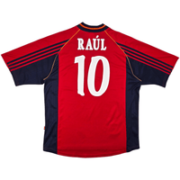1998/00 Spain Home Football Shirt (L) Adidas 10 Raul - Football Finery - FF302608