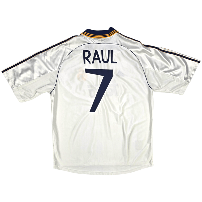 1999/00 Real Madrid Home Football Shirt (XL) Adidas 7 Raul - Football Finery - FF301400